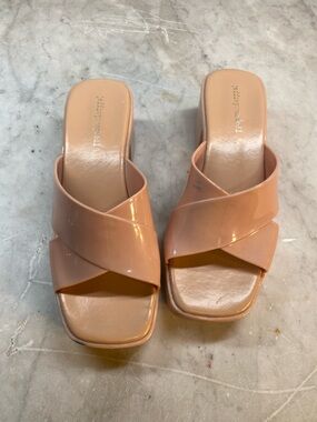 Jeffrey Campbell Bubblegum block heel sandal.